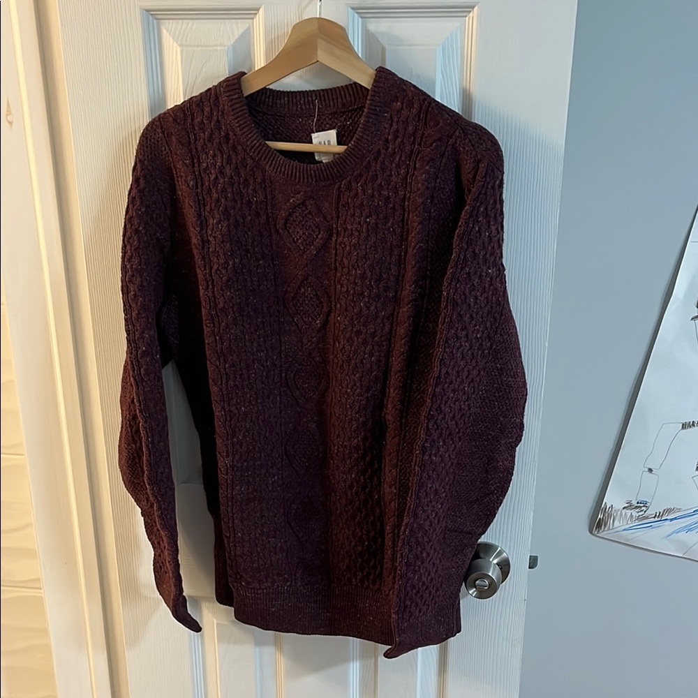 Burgundy Cable Knit Sweater